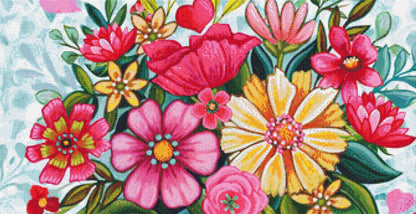 Happy Heart Floral 1 counted cross stitch pattern by Peggy Davis/Porterfields Fine Art Licensing