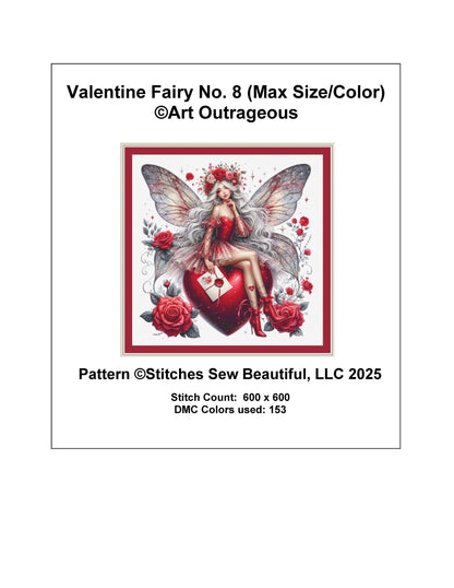 Valentine Fairy No. 8 (Max Size/Color) counted cross stitch pattern by Art Outrageous