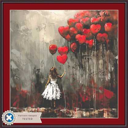 99 Red Balloons-Heart counted cross stitch pattern by The Art Revivalist