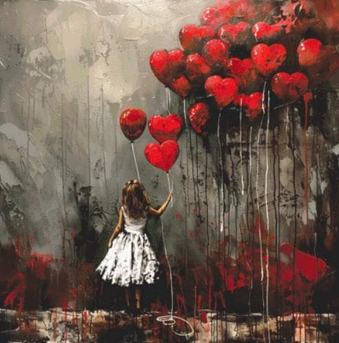 99 Red Balloons-Heart counted cross stitch pattern by The Art Revivalist