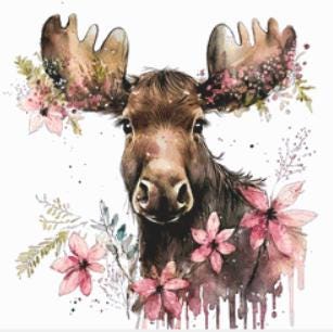 Moose Flowers (Small) counted cross stitch pattern by Cedar Grove Graphics