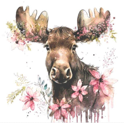 Moose Flowers (Small) counted cross stitch pattern by Cedar Grove Graphics