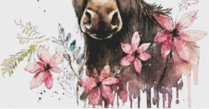 Moose Flowers (Small) counted cross stitch pattern by Cedar Grove Graphics