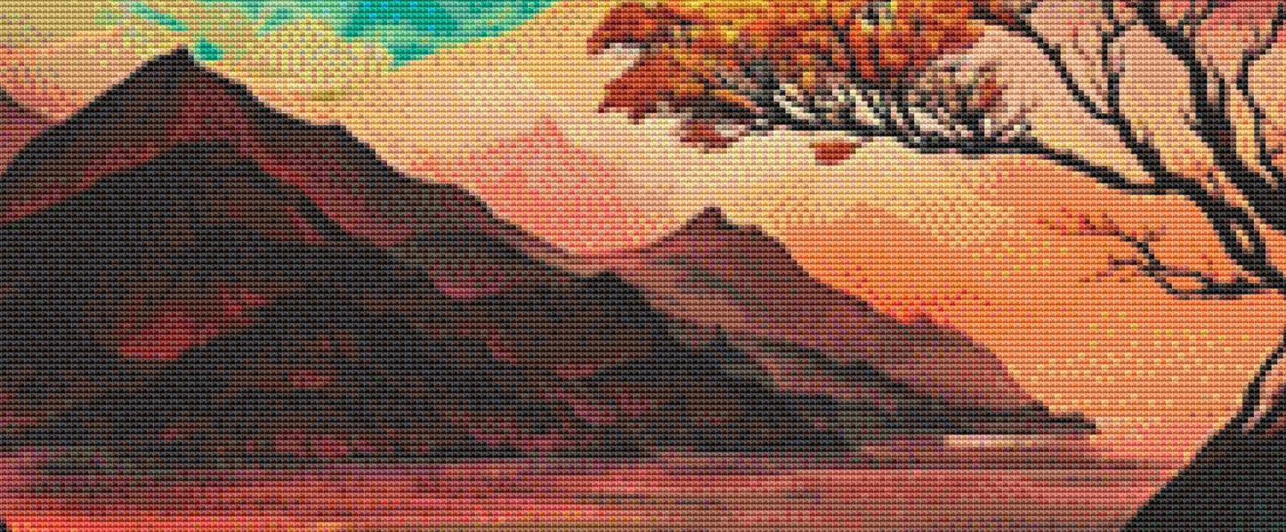 Treescape counted cross stitch pattern by Peaceful Art Colors