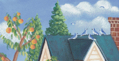 Summertime Cottage (Max Size/Color) counted cross stitch pattern by Kim Leo licensed by JMS Art Licensing