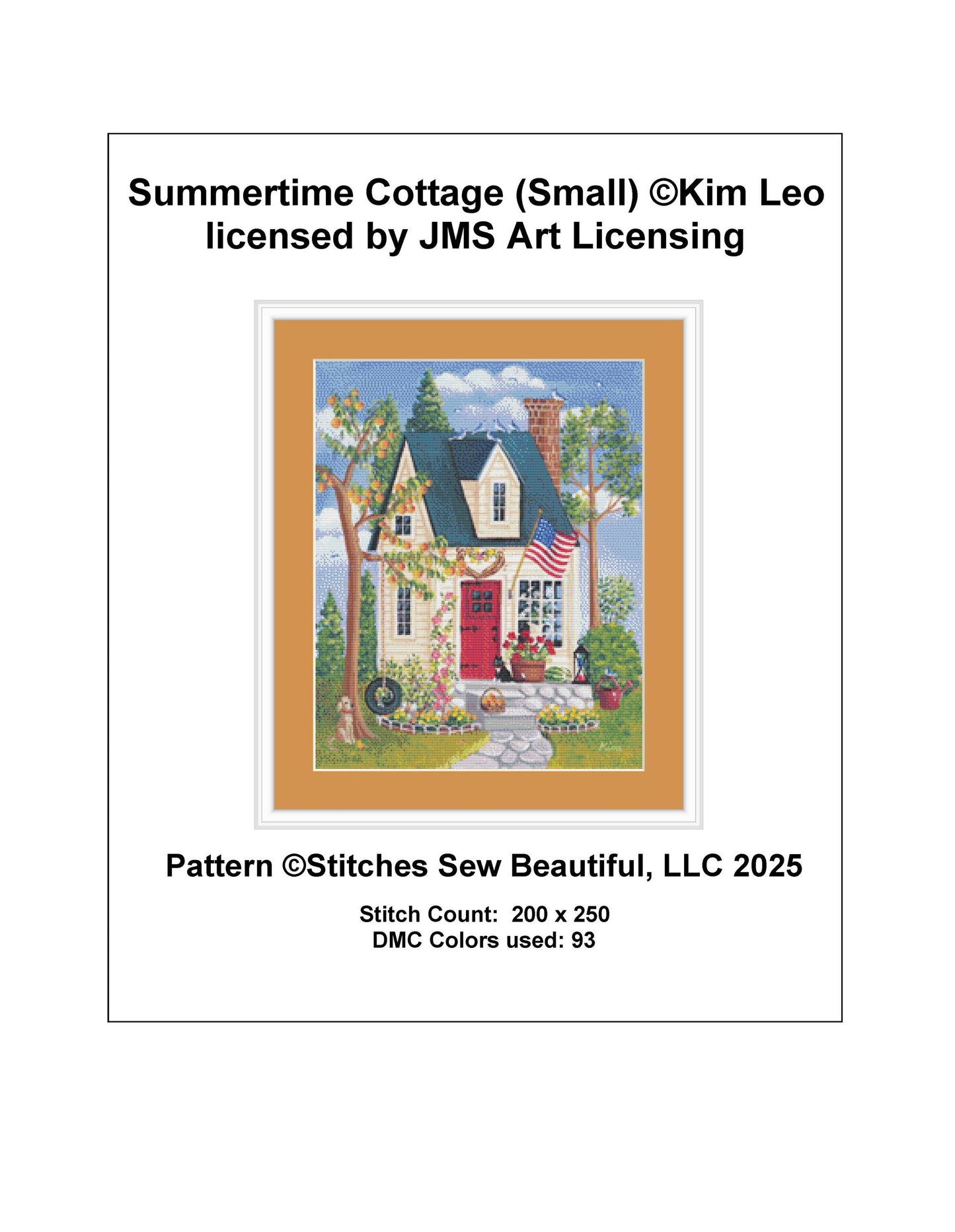 Summertime Cottage (Small) counted cross stitch pattern by Kim Leo licensed by JMS Art Licensing