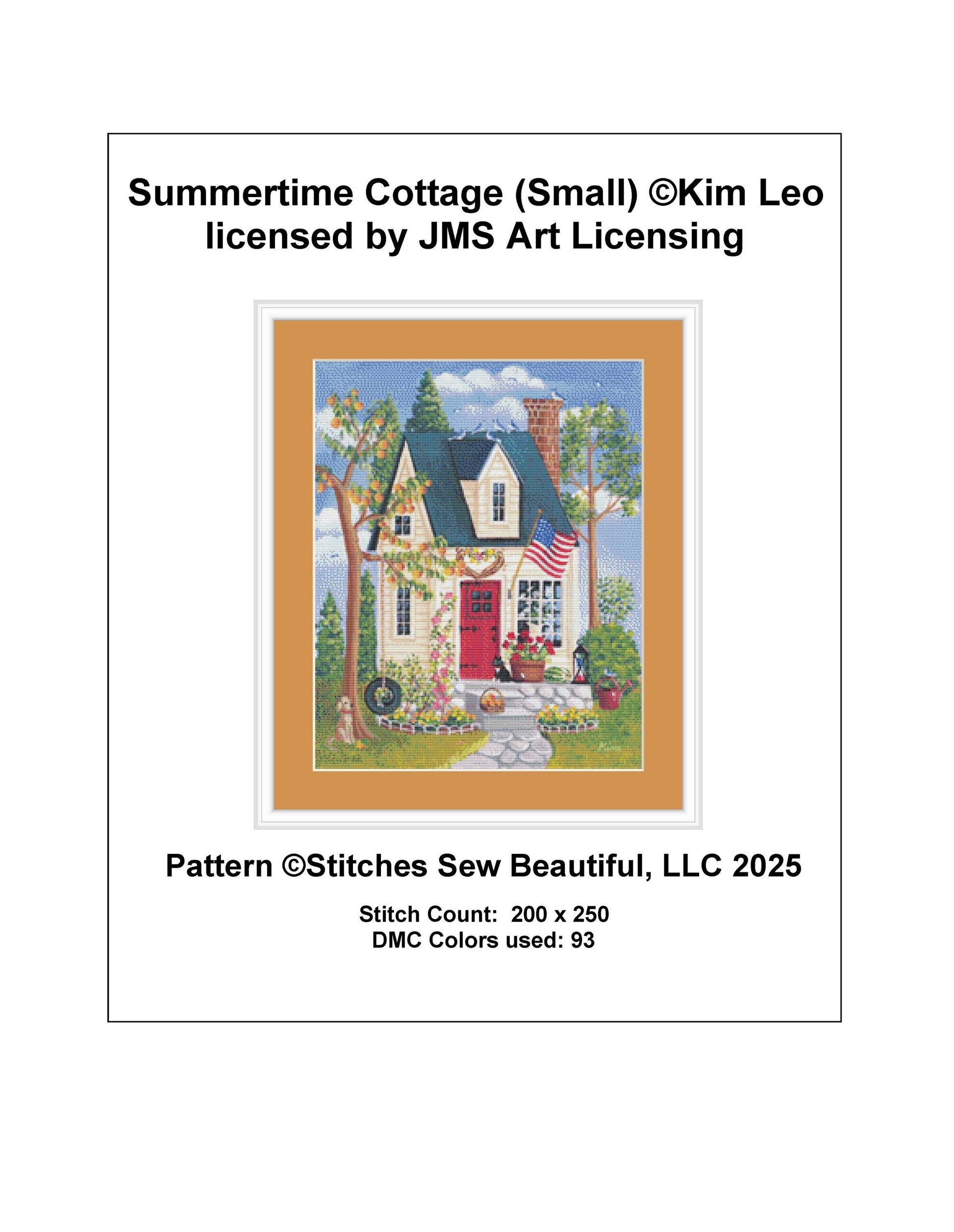 Summertime Cottage (Small) counted cross stitch pattern by Kim Leo licensed by JMS Art Licensing