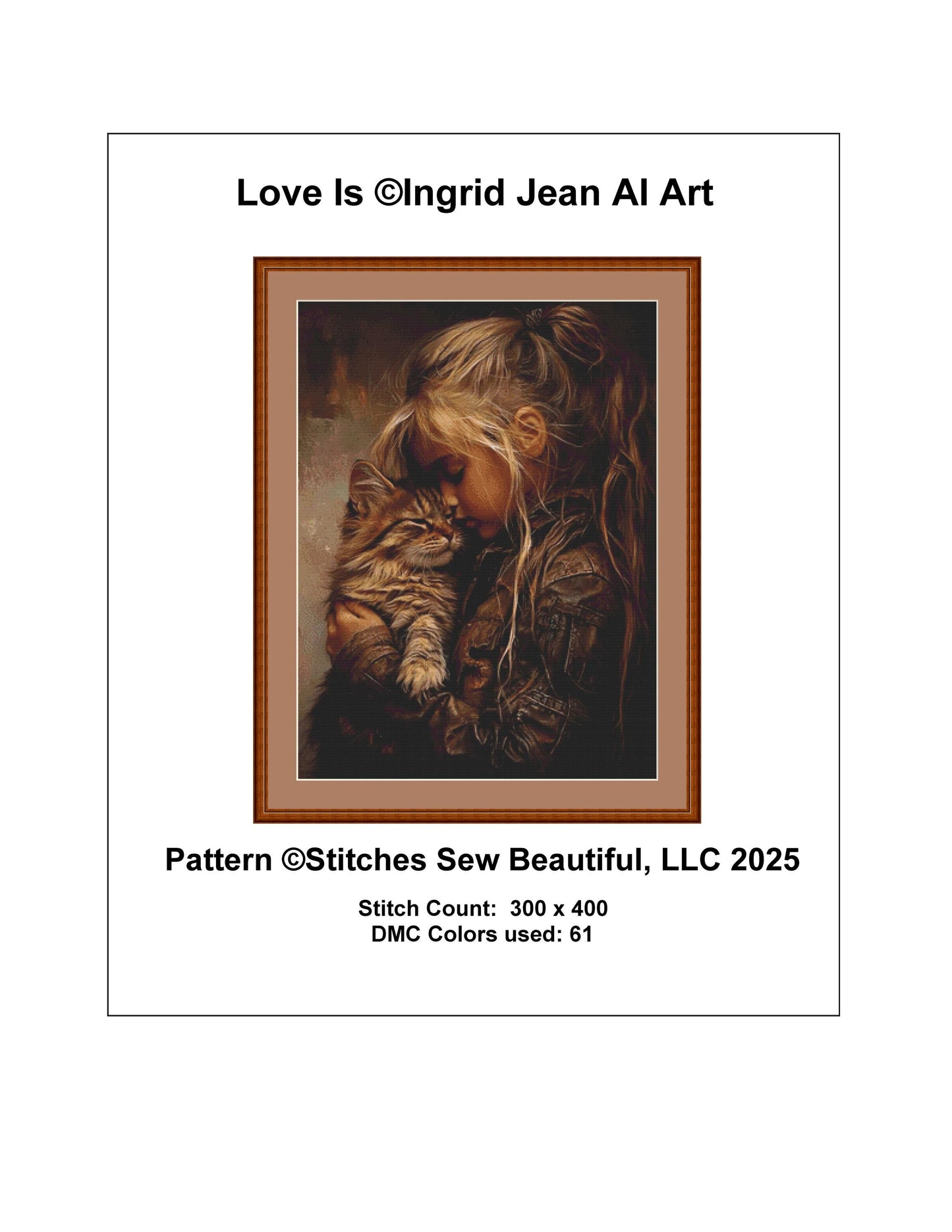 Love Is counted cross stitch pattern by Ingrid Jean AI Art