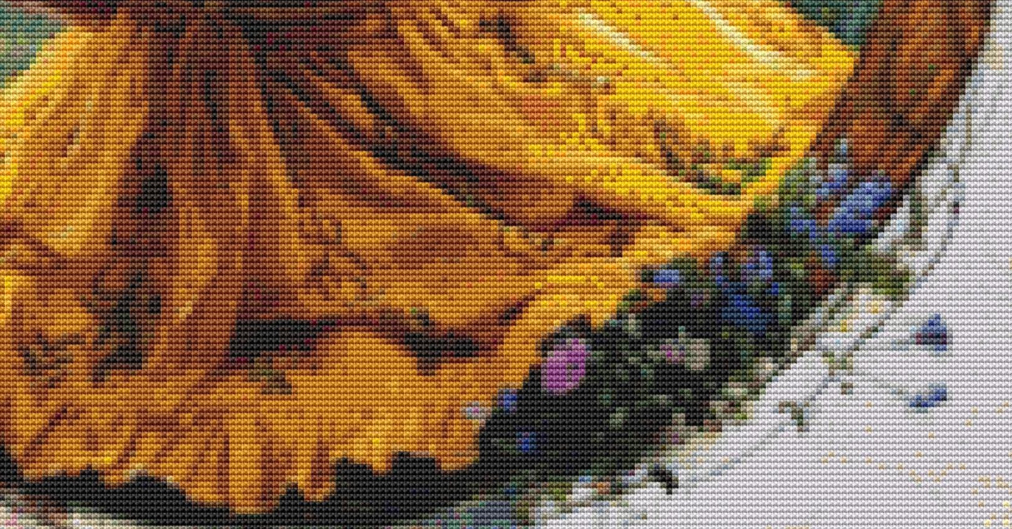 Serene Woman with Elephant (Small) counted cross stitch pattern by Eder Jose Rosa