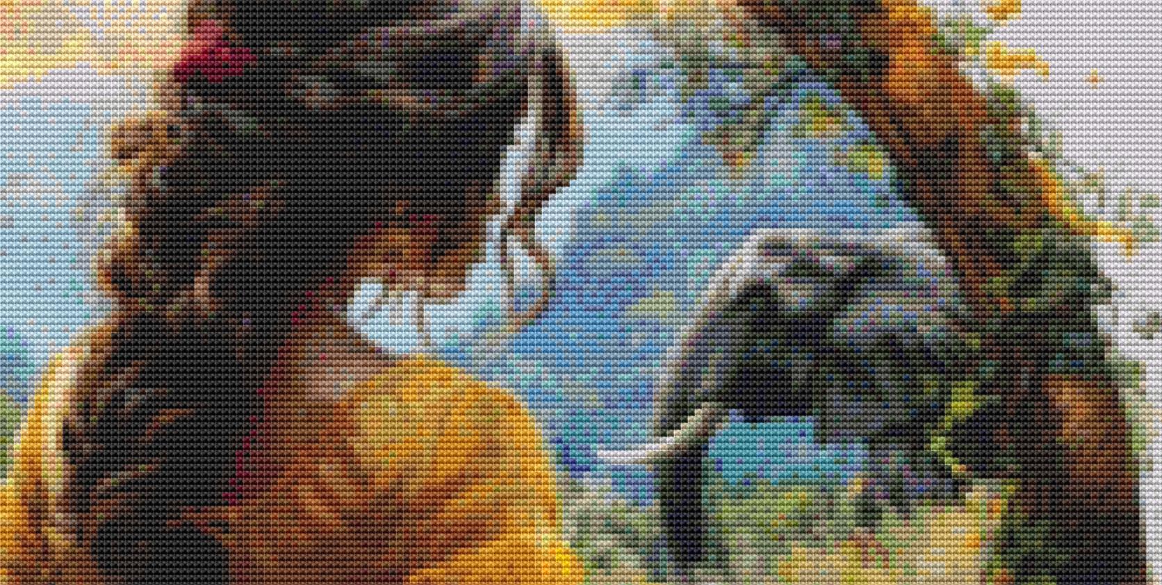 Serene Woman with Elephant (Small) counted cross stitch pattern by Eder Jose Rosa