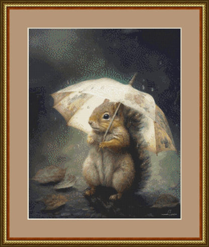 Chippy in the Rain (Small) counted cross stitch pattern by Tammy L. Gross
