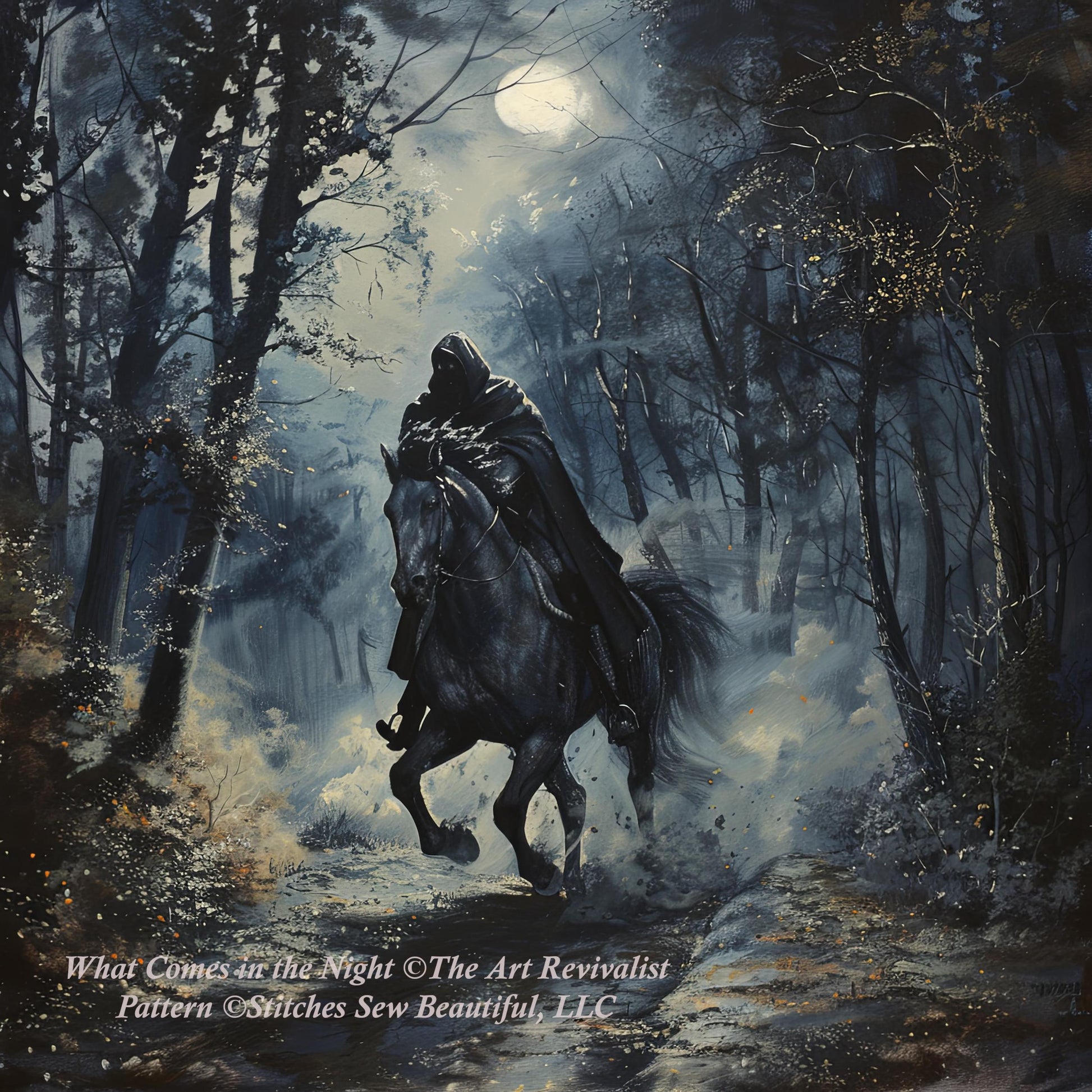 What Comes in the Night counted cross stitch pattern by The Art Revivalist