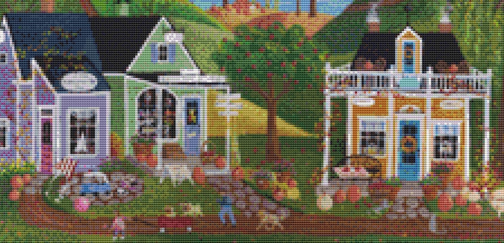 Autumn in the Air (Small) counted cross stitch pattern by Kim Leo licensed by JMS Art Licensing