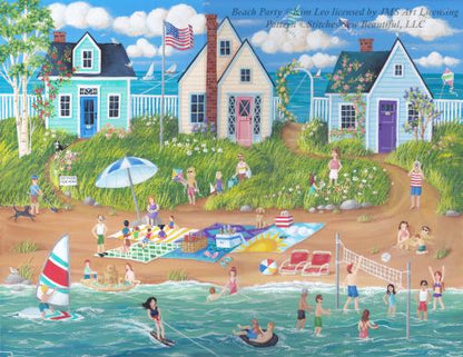 Beach Party counted cross stitch pattern by Kim Leo licensed by JMS Art Licensing