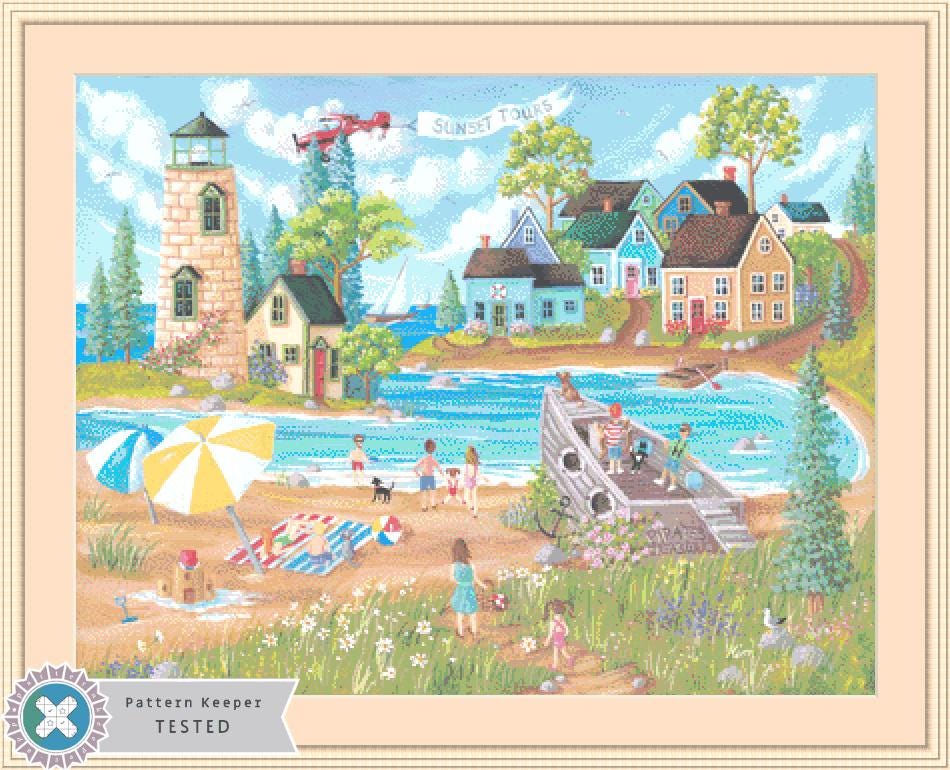 Sun Day Fun Day counted cross stitch pattern by Kim Leo licensed by JMS Art Licensing