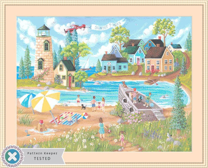 Sun Day Fun Day counted cross stitch pattern by Kim Leo licensed by JMS Art Licensing