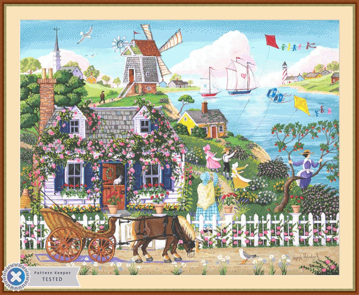 Rambling Rose Cottage (Max Size/Color) counted cross stitch pattern by Joseph Holodook/Porterfields Fine Art Licensing