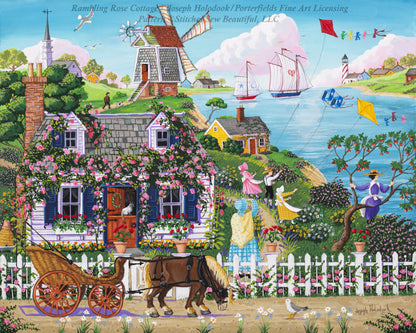 Rambling Rose Cottage (Small) counted cross stitch pattern by Joseph Holodook/Porterfields Fine Art Licensing