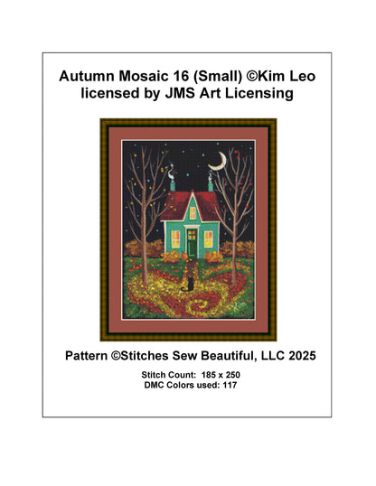 Autumn Mosaic 16 (Small) counted cross stitch pattern by Kim Leo licensed by JMS Art Licensing