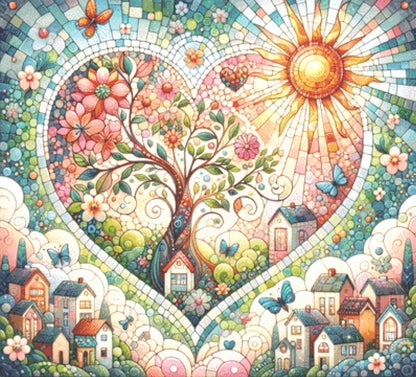 Everheart Mosaic counted cross stitch pattern by World of Love Hearts/Adrian G. Eyre