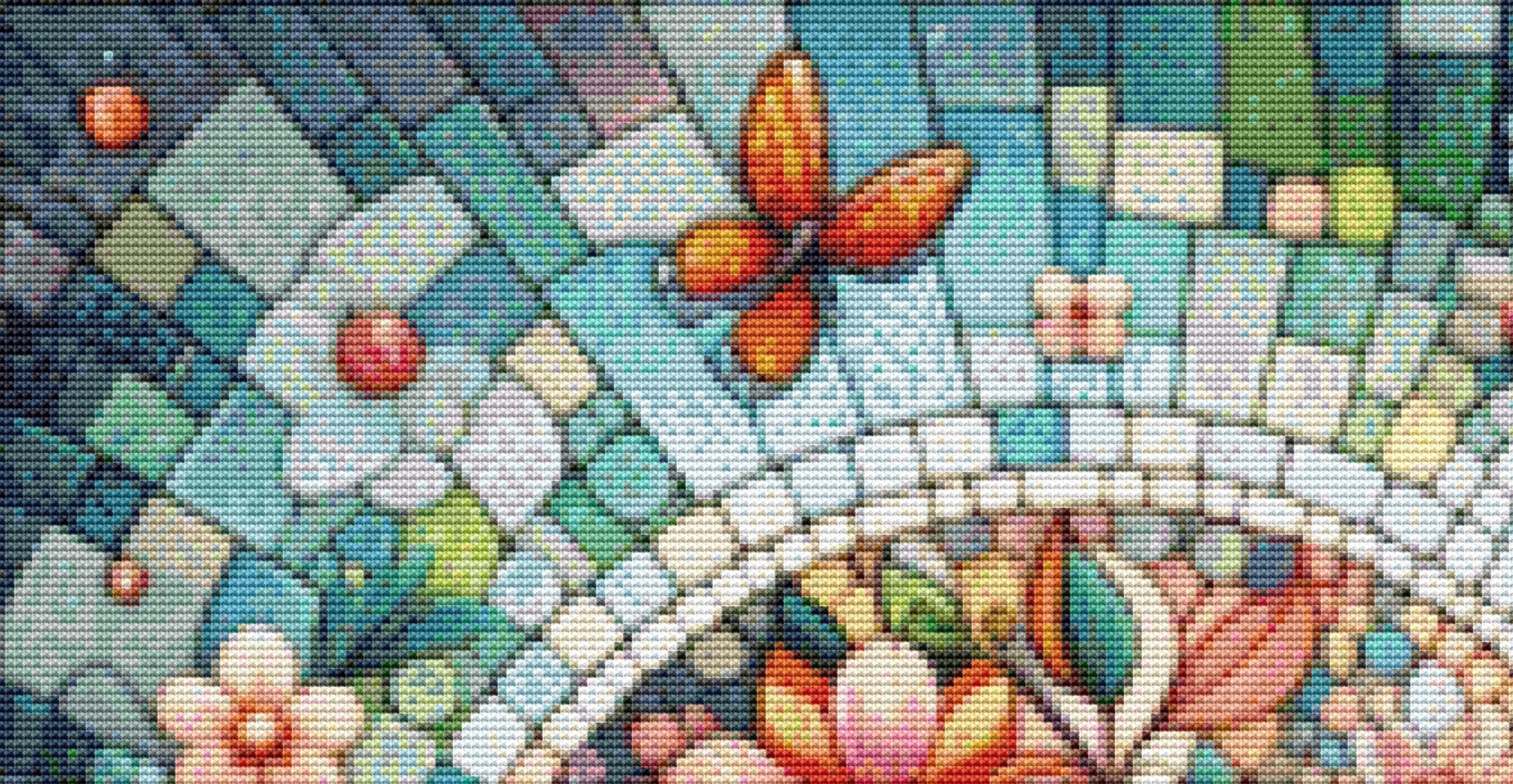 Everheart Mosaic counted cross stitch pattern by World of Love Hearts/Adrian G. Eyre