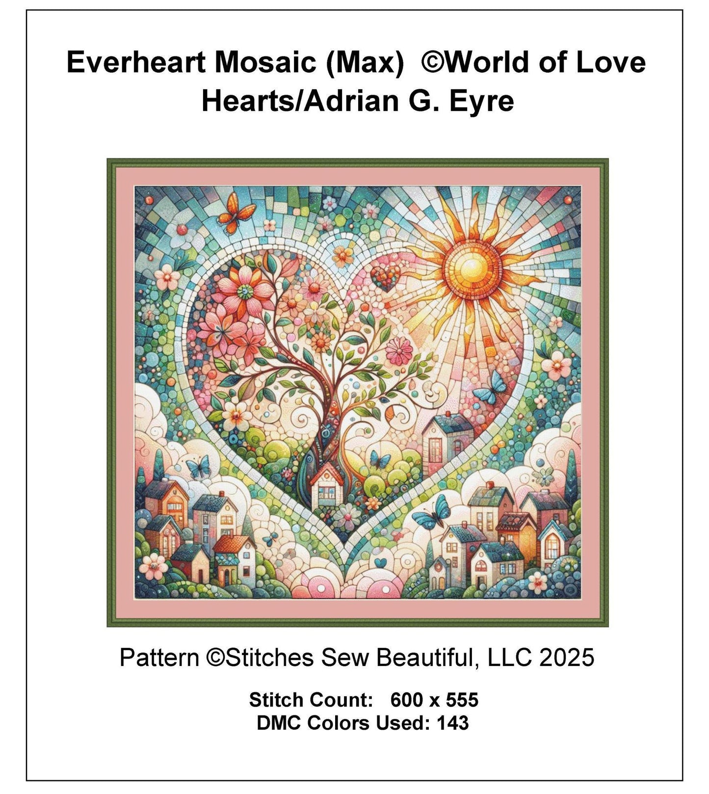 Everheart Mosaic (Max) counted cross stitch pattern by World of Love Hearts/Adrian G. Eyre