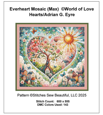 Everheart Mosaic (Max) counted cross stitch pattern by World of Love Hearts/Adrian G. Eyre