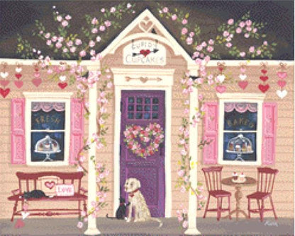 Cupid's Cupcakes (Small) counted cross stitch pattern by Kim Leo licensed by JMS Art Licensing