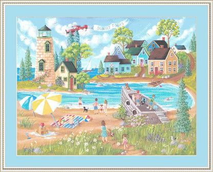 Sun Day Fun Day (Max Color) counted cross stitch pattern by Kim Leo licensed by JMS Art Licensing