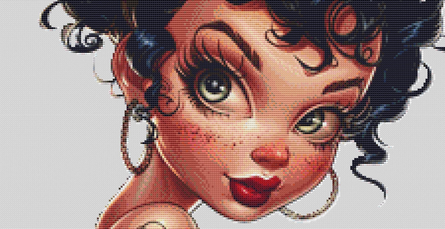 Pinup Betty No. 2 cross stitch pattern by Promptly Imagined