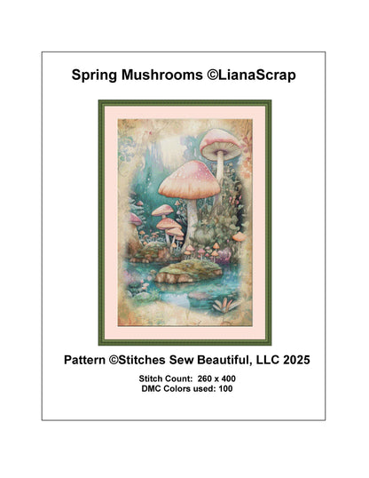 Spring Mushrooms counted cross stitch pattern by LianaScrap