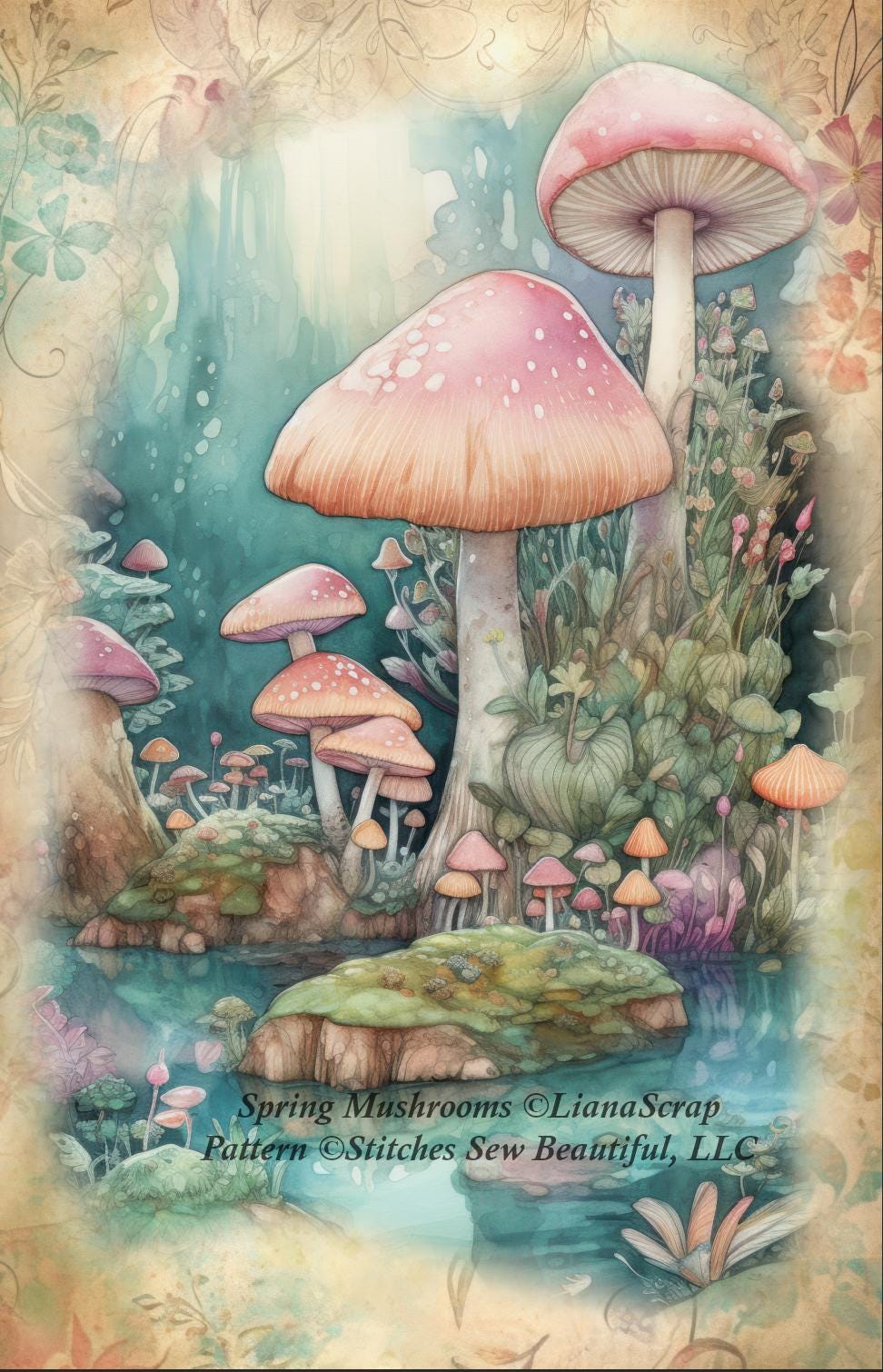 Spring Mushrooms counted cross stitch pattern by LianaScrap