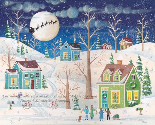 Christmas Carolers (Small) counted cross stitch pattern by Kim Leo licensed by JMS Art Licensing