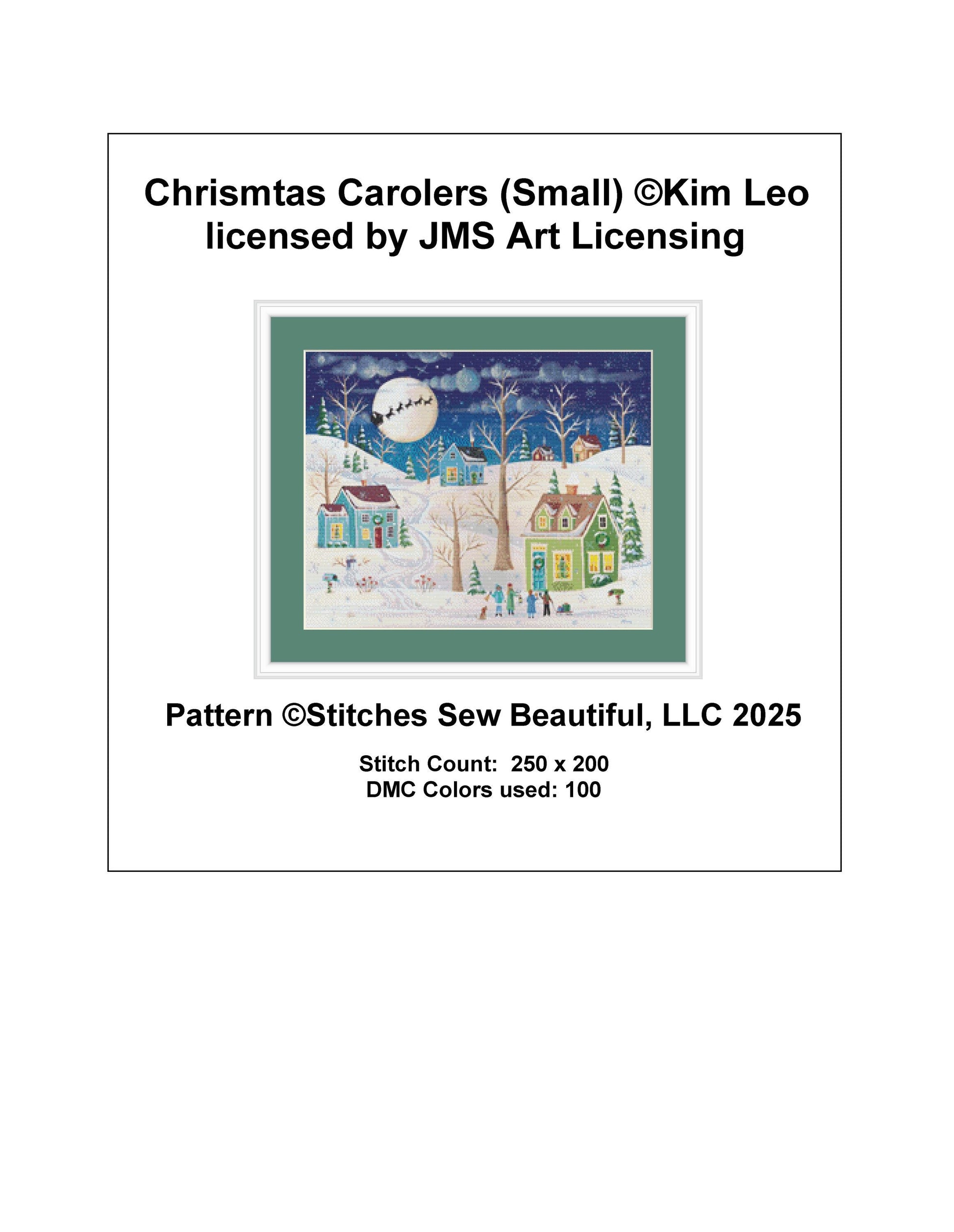 Christmas Carolers (Small) counted cross stitch pattern by Kim Leo licensed by JMS Art Licensing