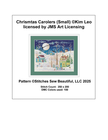 Christmas Carolers (Small) counted cross stitch pattern by Kim Leo licensed by JMS Art Licensing