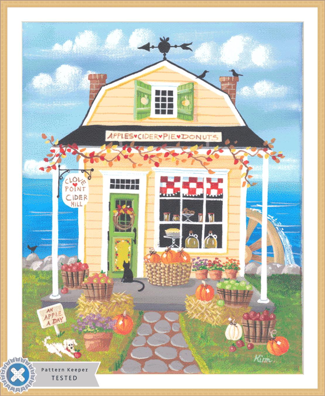 Clove Point Cider Mill (Max Size/Color) counted cross stitch pattern by Kim Leo licensed by JMS Art Licensing