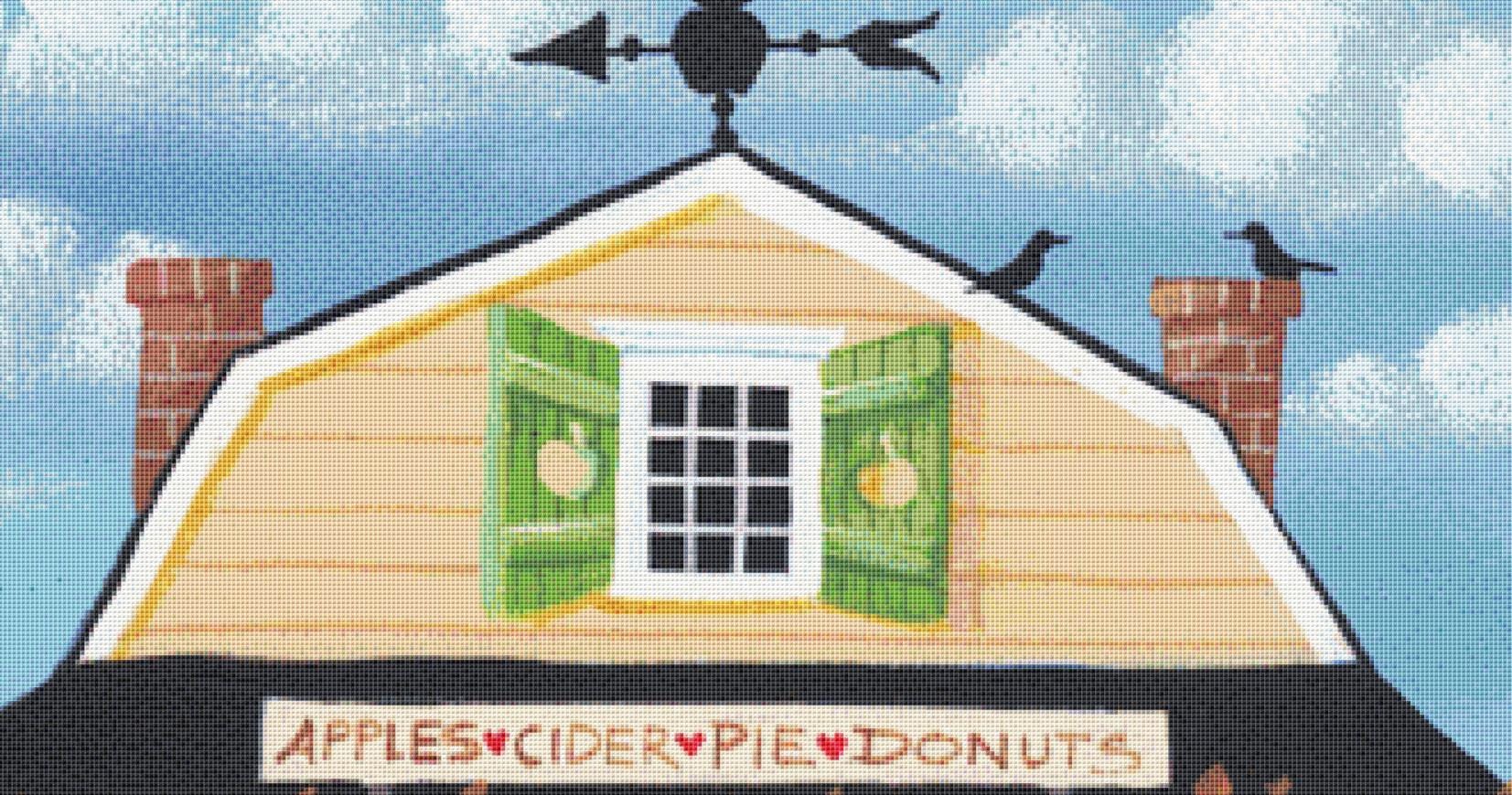Clove Point Cider Mill (Max Size/Color) counted cross stitch pattern by Kim Leo licensed by JMS Art Licensing