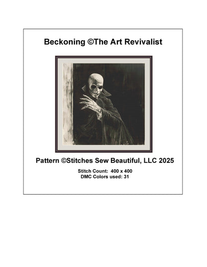 Beckoning counted cross stitch pattern by The Art Revivalist