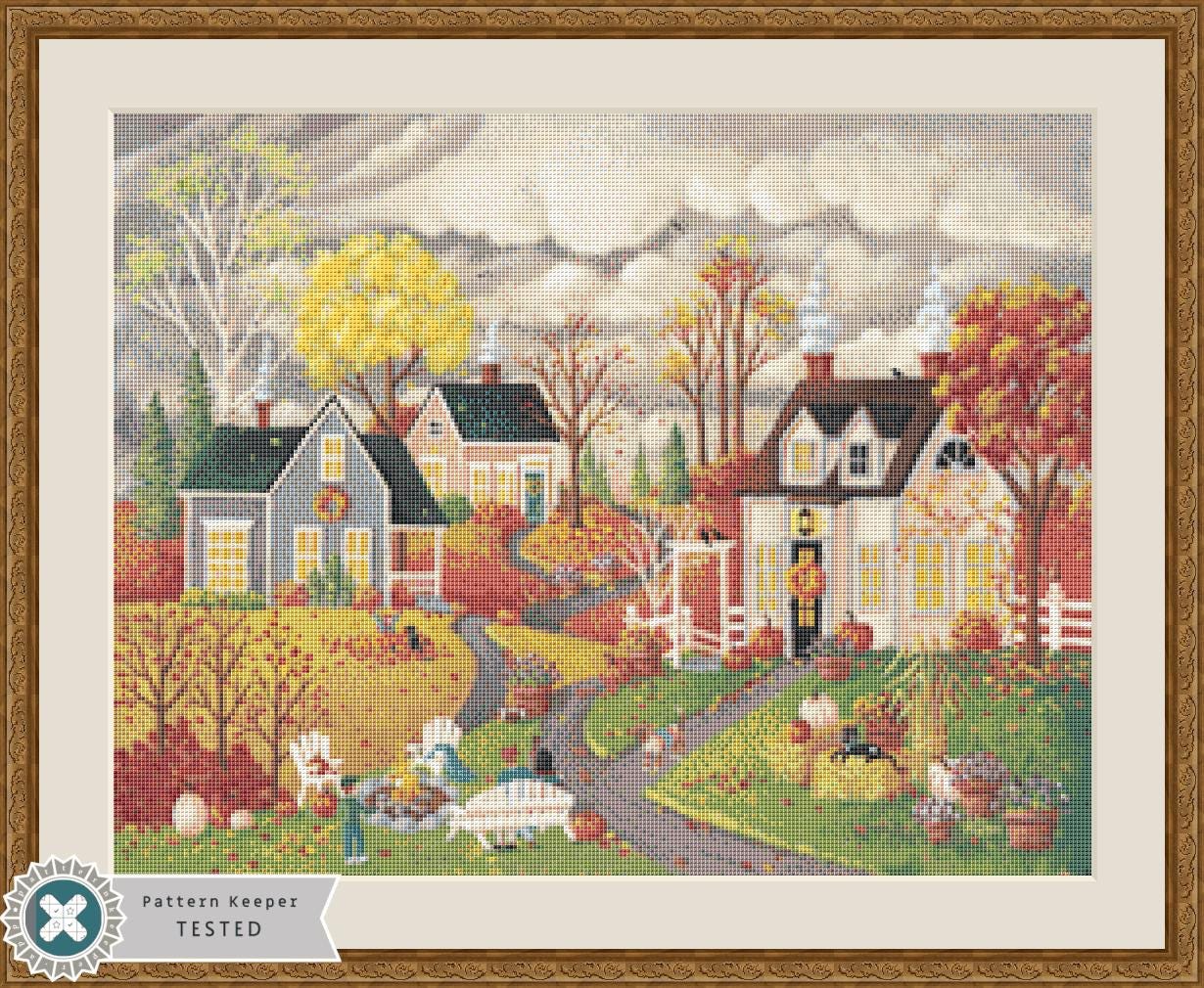 Cozy by the Fire (Small) counted cross stitch pattern by Kim Leo licensed by JMS Art Licensing