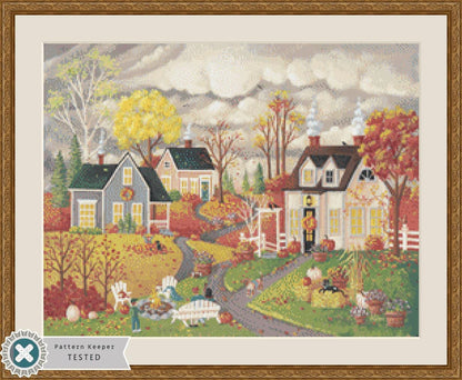 Cozy by the Fire (Small) counted cross stitch pattern by Kim Leo licensed by JMS Art Licensing