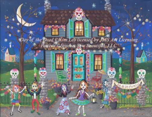 Day of the Dead (Max Size/Color) counted cross stitch pattern by Kim Leo licensed by JMS Art Licensing