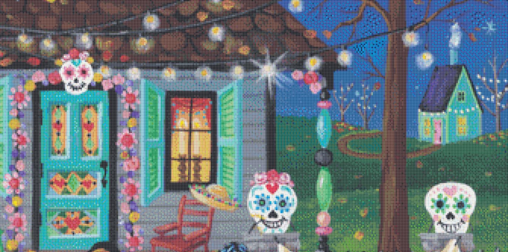 Day of the Dead (Max Size/Color) counted cross stitch pattern by Kim Leo licensed by JMS Art Licensing