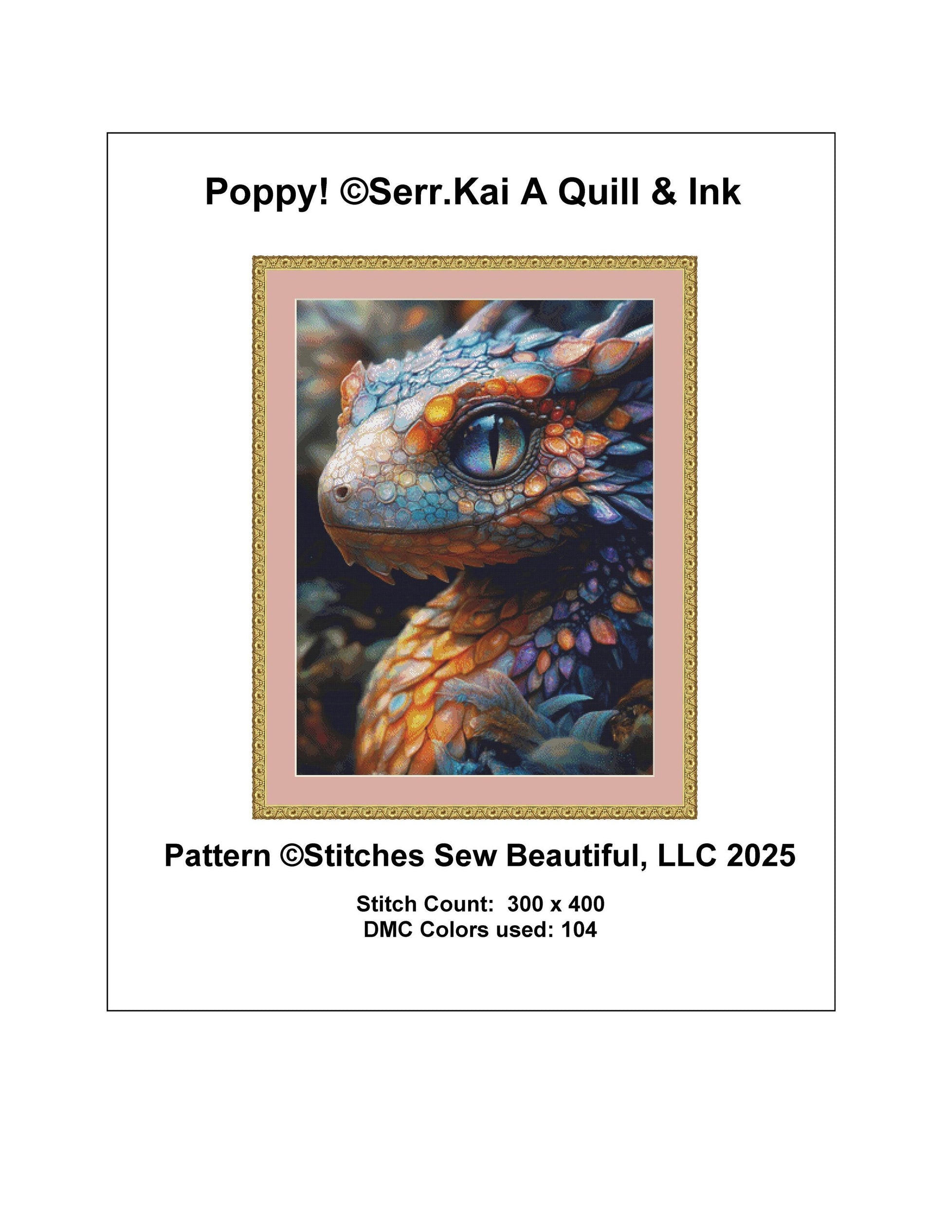 Poppy! counted cross stitch pattern by Serr.Kai A Quill & Ink