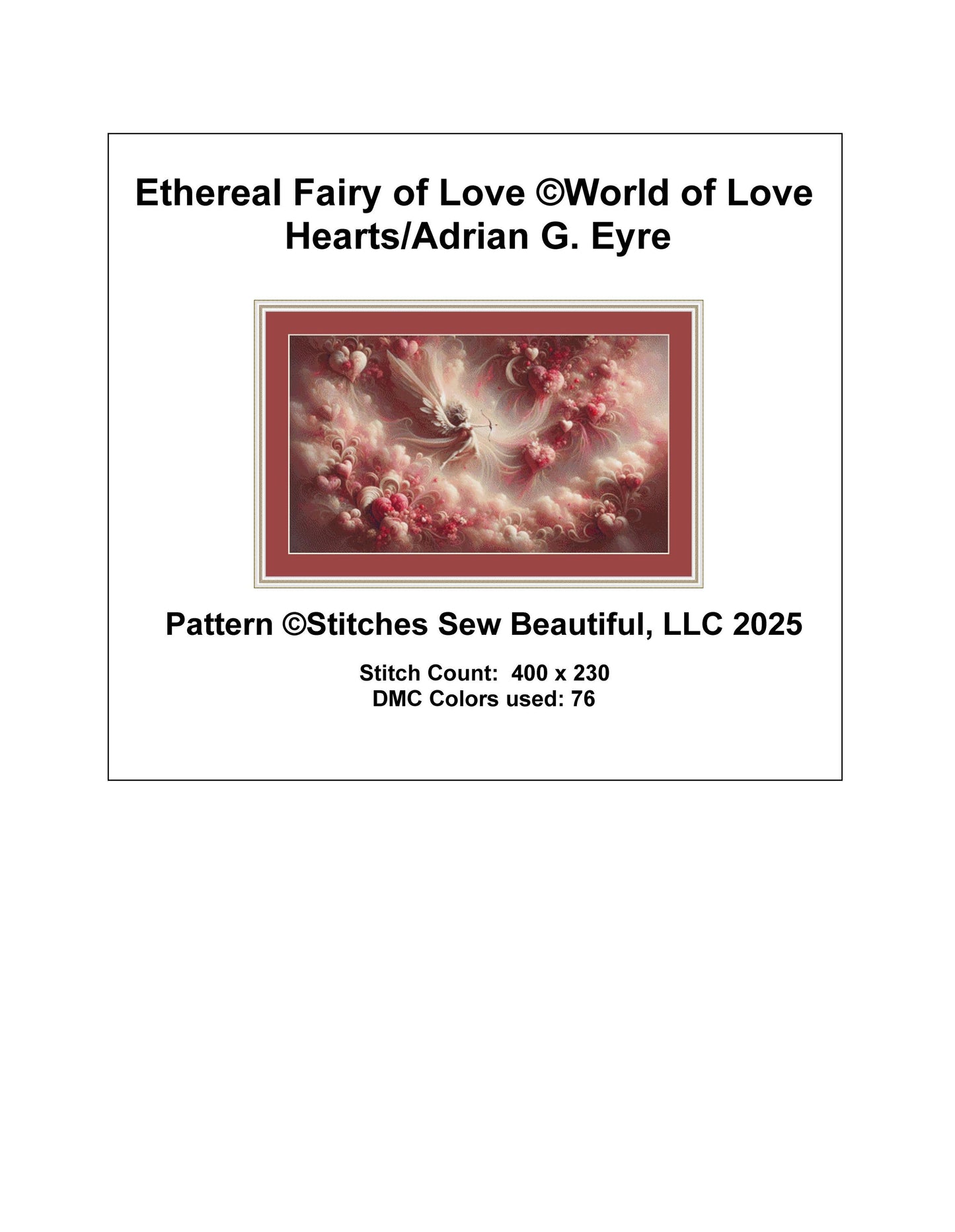 Ethereal Fairy of Love counted cross stitch pattern by World of Love Hearts/Adrian G. Eyre