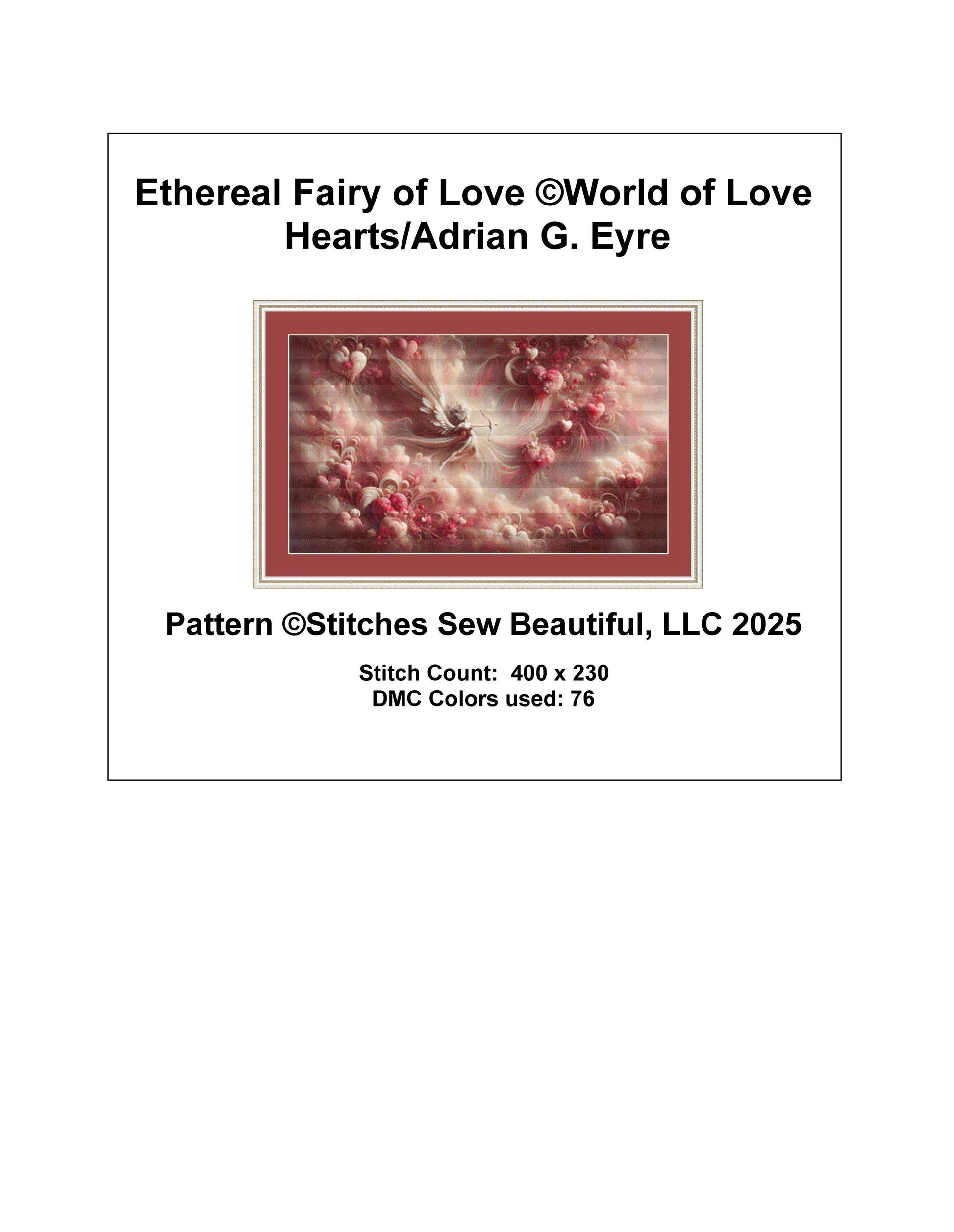 Ethereal Fairy of Love counted cross stitch pattern by World of Love Hearts/Adrian G. Eyre