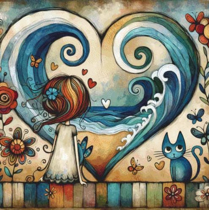 Whispering Secrets to the Ocean counted cross stitch pattern ©World of Love Hearts/Adrian G. Eyre