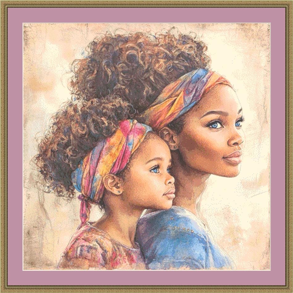 Side by Side Always counted cross stitch pattern by Ingrid Jean AI Art