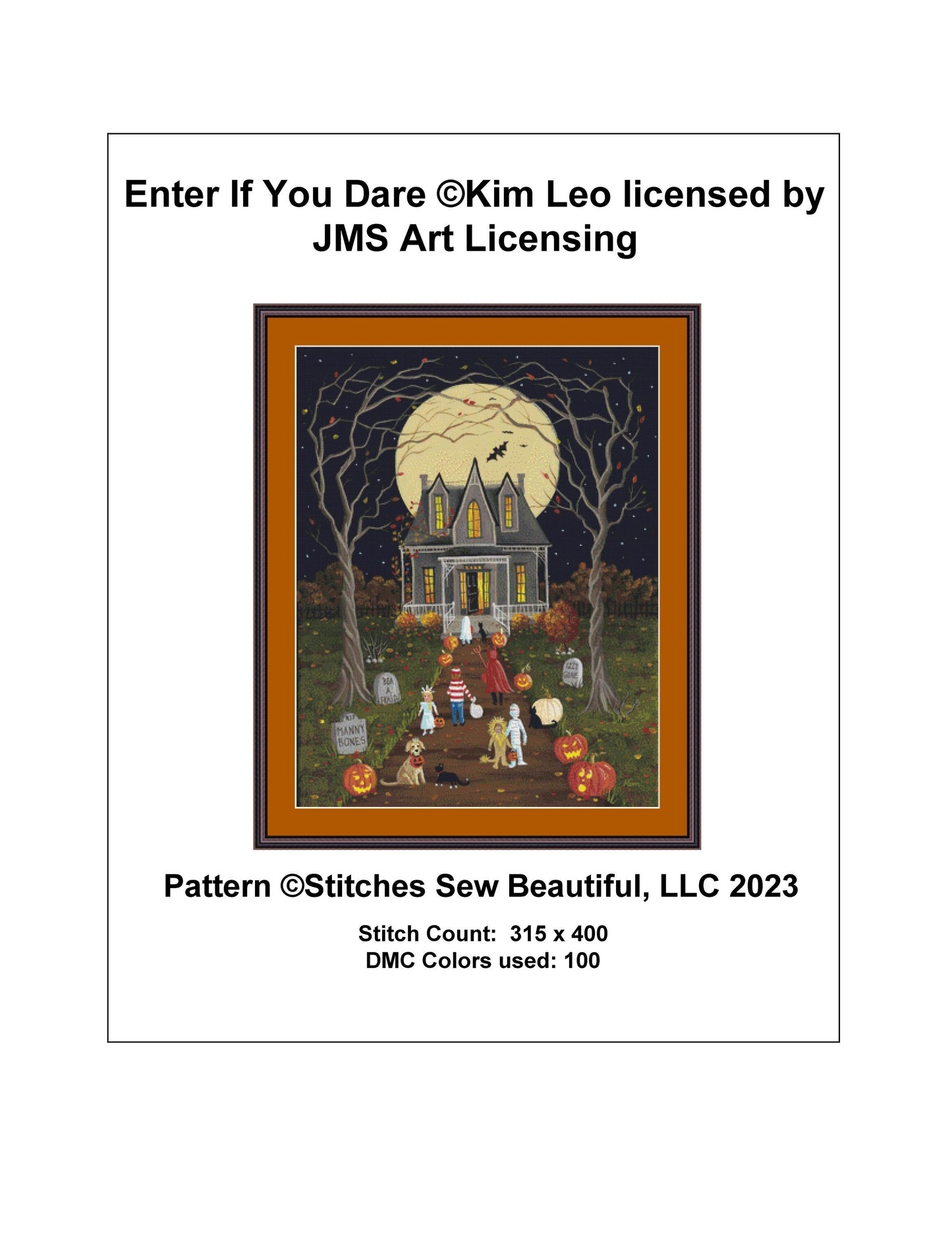 Enter If You Dare (Max Size/Color) counted cross stitch pattern by Kim Leo licensed by JMS Art Licensing