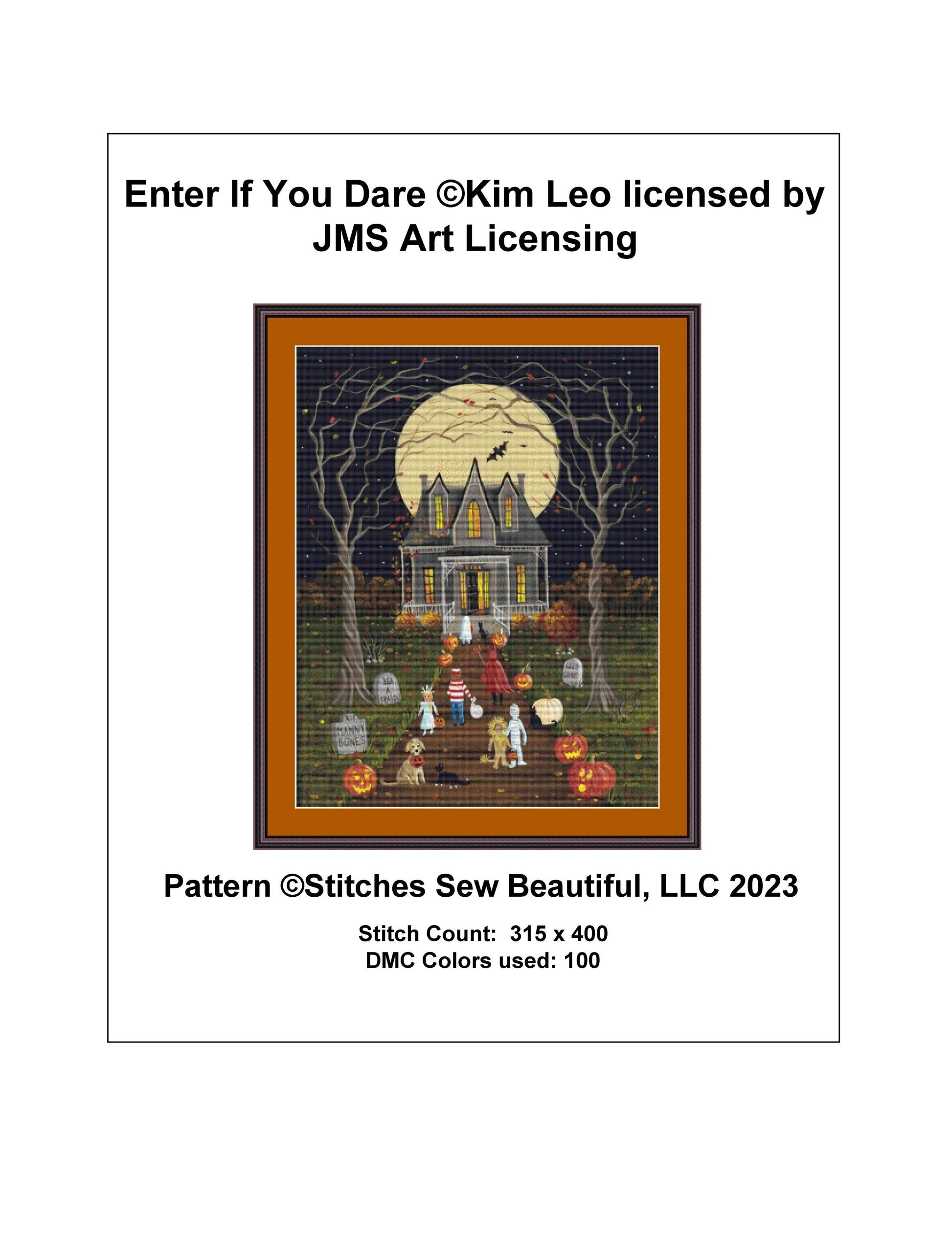 Enter If You Dare (Max Size/Color) counted cross stitch pattern by Kim Leo licensed by JMS Art Licensing