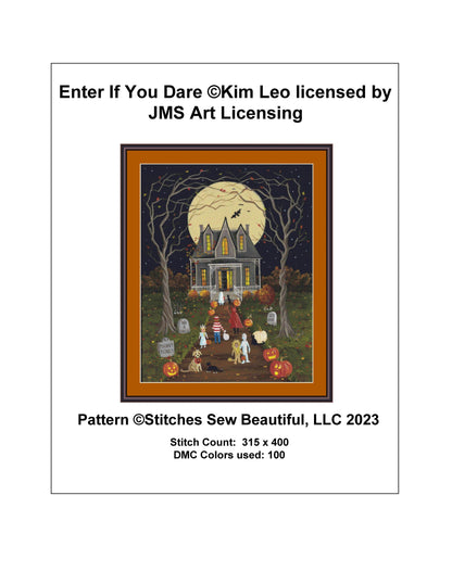 Enter If You Dare (Max Size/Color) counted cross stitch pattern by Kim Leo licensed by JMS Art Licensing